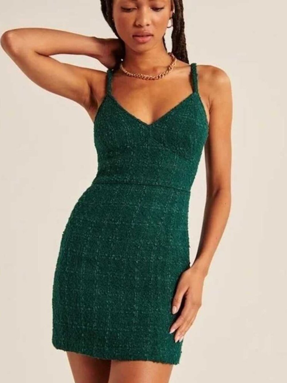 Abercrombie & Fitch Emerald Green Tweed Mini Dress